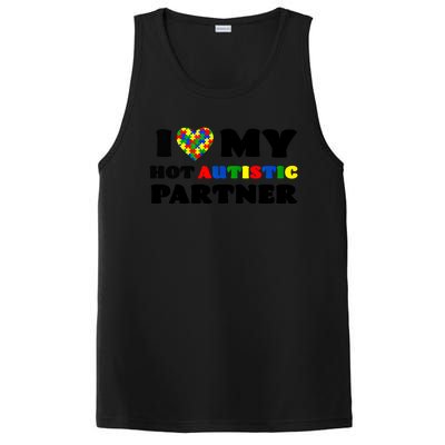 I Love My Hot Autistic Partner Puzzle Piece Heart Autism Meaningful Gift PosiCharge Competitor Tank