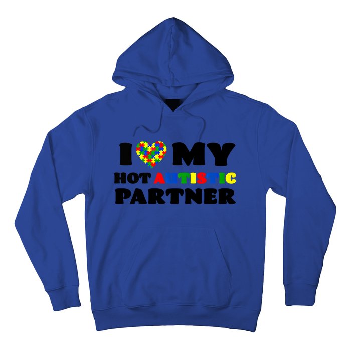 I Love My Hot Autistic Partner Puzzle Piece Heart Autism Meaningful Gift Hoodie