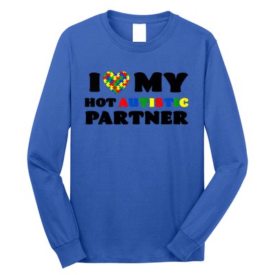 I Love My Hot Autistic Partner Puzzle Piece Heart Autism Meaningful Gift Long Sleeve Shirt