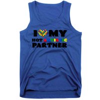 I Love My Hot Autistic Partner Puzzle Piece Heart Autism Meaningful Gift Tank Top