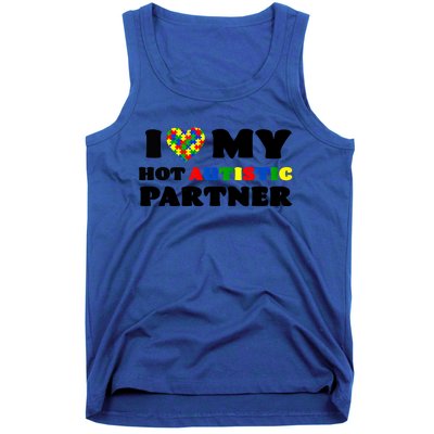 I Love My Hot Autistic Partner Puzzle Piece Heart Autism Meaningful Gift Tank Top