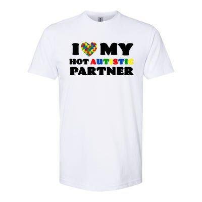 I Love My Hot Autistic Partner Puzzle Piece Heart Autism Meaningful Gift Softstyle CVC T-Shirt