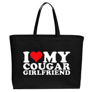 I Love My Cougar Girlfriend I Heart My Cougar Girlfriend GF Cotton Canvas Jumbo Tote