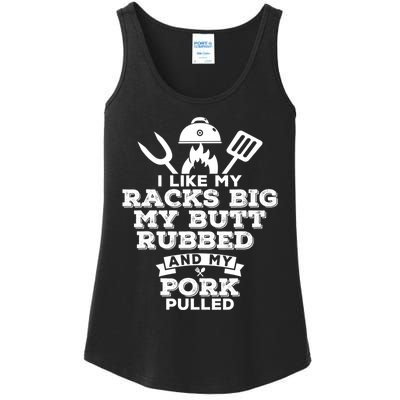 I Like My Racks Big My Butt Rubbed And Pork Pulled Pig BBQ Ladies Essential Tank