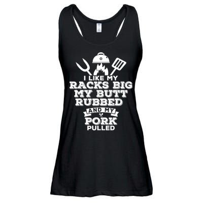 I Like My Racks Big My Butt Rubbed And Pork Pulled Pig BBQ Ladies Essential Flowy Tank