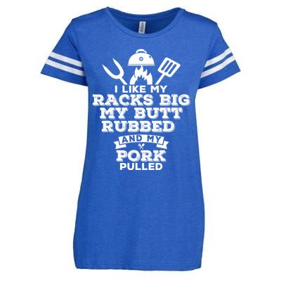 I Like My Racks Big My Butt Rubbed And Pork Pulled Pig BBQ Enza Ladies Jersey Football T-Shirt