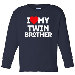 I Love My Twin Brother Twin Lovers Day Whacky Twin Toddler Long Sleeve Shirt