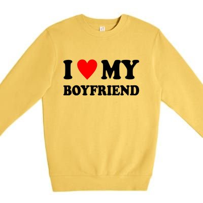 I Love My Boyfriend Heart Girlfriend Couples Premium Crewneck Sweatshirt