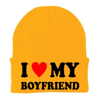 I Love My Boyfriend Heart Girlfriend Couples Knit Cap Winter Beanie