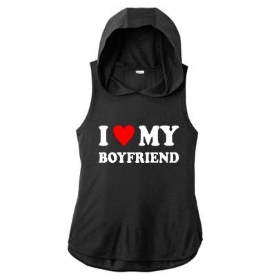 I Love My Boyfriend Heart Girlfriend Couples Ladies PosiCharge Tri-Blend Wicking Draft Hoodie Tank