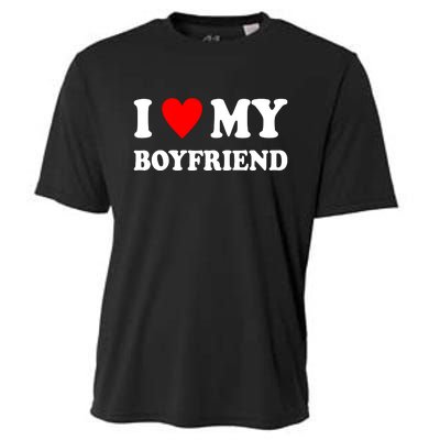 I Love My Boyfriend Heart Girlfriend Couples Cooling Performance Crew T-Shirt