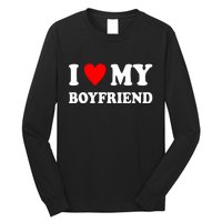 I Love My Boyfriend Heart Girlfriend Couples Long Sleeve Shirt