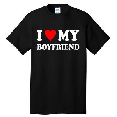 I Love My Boyfriend Heart Girlfriend Couples Tall T-Shirt