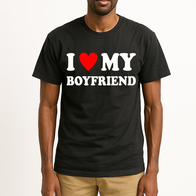 I Love My Boyfriend Heart Girlfriend Couples Tall T-Shirt