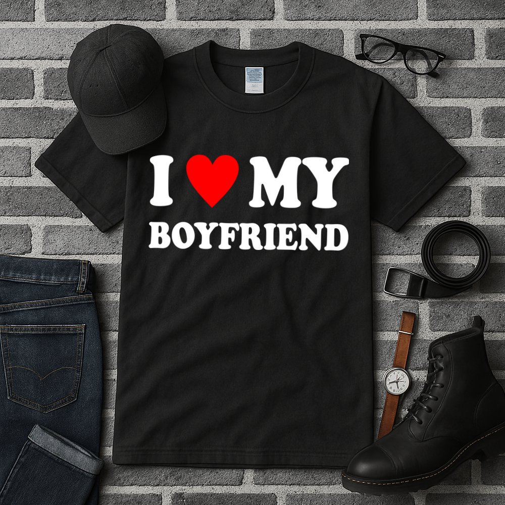 I Love My Boyfriend Heart Girlfriend Couples Tall T-Shirt