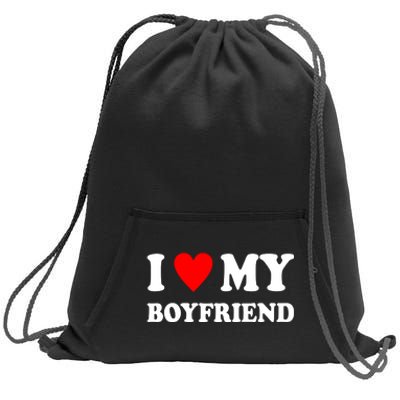 I Love My Boyfriend Heart Girlfriend Couples Sweatshirt Cinch Pack Bag