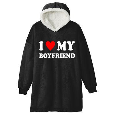 I Love My Boyfriend Heart Girlfriend Couples Hooded Wearable Blanket