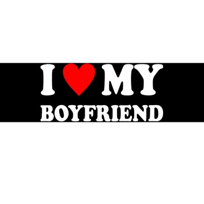 I Love My Boyfriend Heart Girlfriend Couples Bumper Sticker