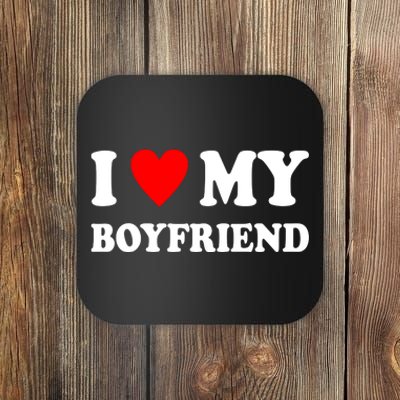 I Love My Boyfriend Heart Girlfriend Couples Coaster