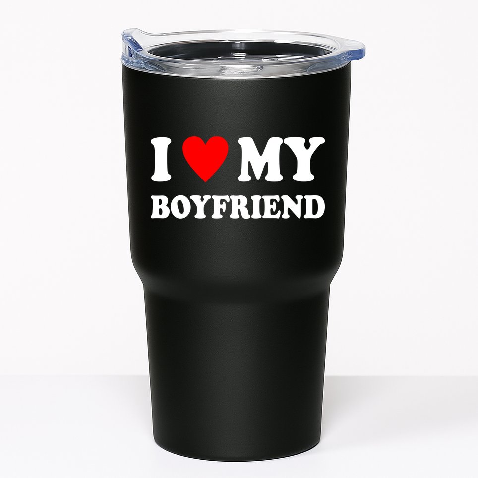 I Love My Boyfriend Heart Girlfriend Couples Tumbler
