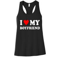 I Love My Boyfriend Heart Girlfriend Couples Women's Racerback Tank