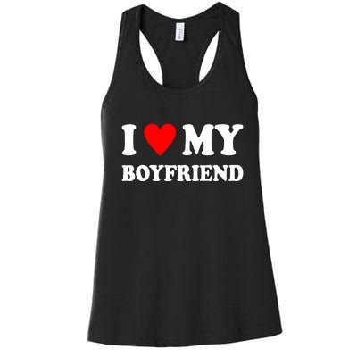 I Love My Boyfriend Heart Girlfriend Couples Women's Racerback Tank