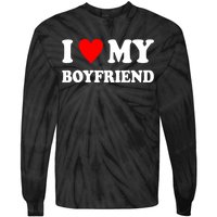 I Love My Boyfriend Heart Girlfriend Couples Tie-Dye Long Sleeve Shirt