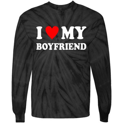 I Love My Boyfriend Heart Girlfriend Couples Tie-Dye Long Sleeve Shirt