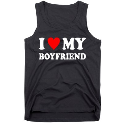 I Love My Boyfriend Heart Girlfriend Couples Tank Top
