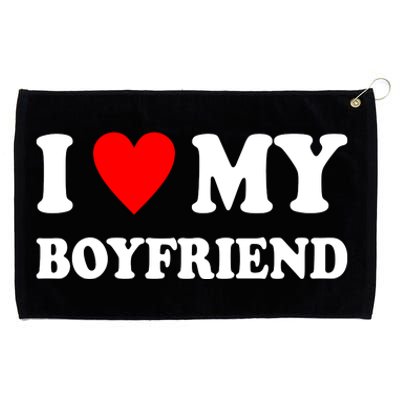 I Love My Boyfriend Heart Girlfriend Couples Grommeted Golf Towel