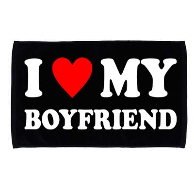 I Love My Boyfriend Heart Girlfriend Couples Microfiber Hand Towel