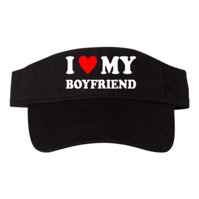 I Love My Boyfriend Heart Girlfriend Couples Valucap Bio-Washed Visor