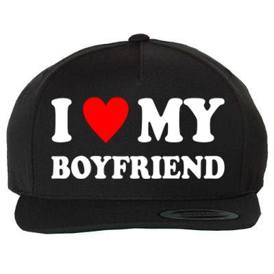 I Love My Boyfriend Heart Girlfriend Couples Wool Snapback Cap