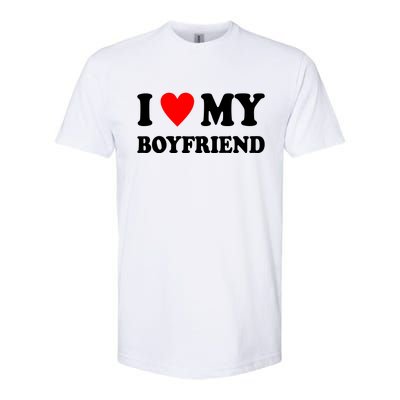 I Love My Boyfriend Heart Girlfriend Couples Softstyle CVC T-Shirt