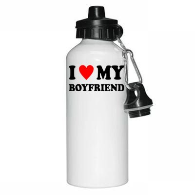 I Love My Boyfriend Heart Girlfriend Couples Aluminum Water Bottle