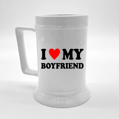 I Love My Boyfriend Heart Girlfriend Couples Beer Stein