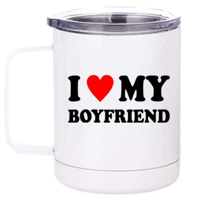 I Love My Boyfriend Heart Girlfriend Couples 12 oz Stainless Steel Tumbler Cup