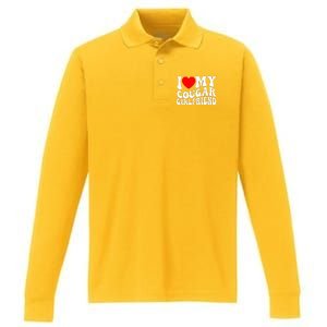 I Love My Cougar Girlfriend I Heart My Cougar Girlfriend Gf Performance Long Sleeve Polo