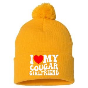 I Love My Cougar Girlfriend I Heart My Cougar Girlfriend Gf Pom Pom 12in Knit Beanie