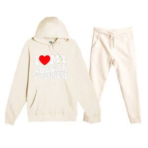 I Love My Cougar Girlfriend I Heart My Cougar Girlfriend Gf Premium Hooded Sweatsuit Set