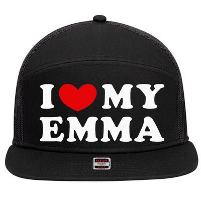 I Love My Emma I Heart My Emma 7 Panel Mesh Trucker Snapback Hat