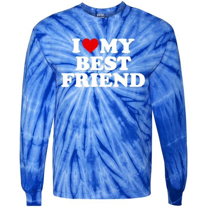 I Love My Best Friend Gift Red Heart Meaningful Gift Tie-Dye Long Sleeve Shirt