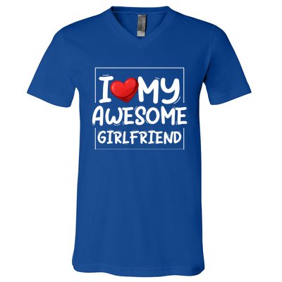 I Love My Awesome Friend Valentines Day Matching Couple Gift V-Neck T-Shirt