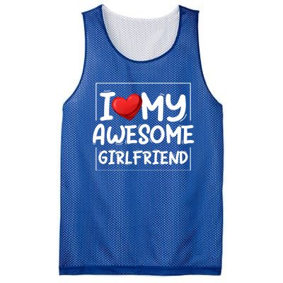 I Love My Awesome Friend Valentines Day Matching Couple Gift Mesh Reversible Basketball Jersey Tank