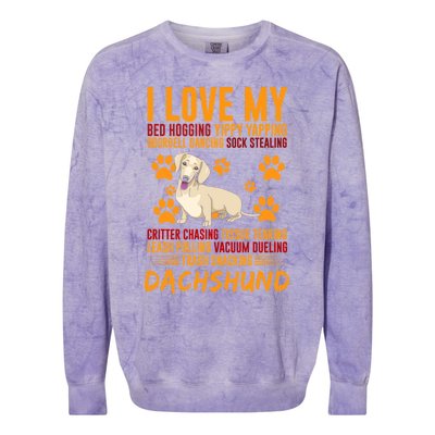 I Love My Stalker Cream Dachshund Funny Dog Owner Cute Gift Colorblast Crewneck Sweatshirt