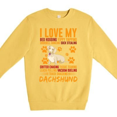 I Love My Stalker Cream Dachshund Funny Dog Owner Cute Gift Premium Crewneck Sweatshirt