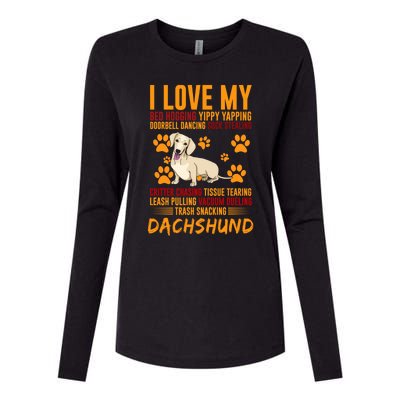 I Love My Stalker Cream Dachshund Funny Dog Owner Cute Gift Womens Cotton Relaxed Long Sleeve T-Shirt