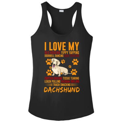 I Love My Stalker Cream Dachshund Funny Dog Owner Cute Gift Ladies PosiCharge Competitor Racerback Tank