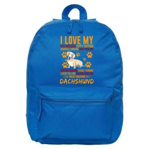 I Love My Stalker Cream Dachshund Funny Dog Owner Cute Gift 16 in Basic Backpack