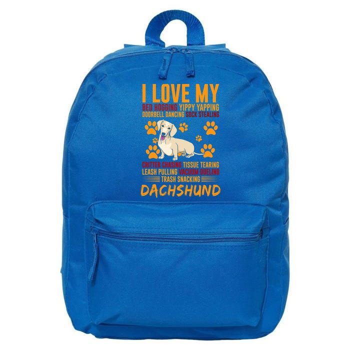 I Love My Stalker Cream Dachshund Funny Dog Owner Cute Gift 16 in Basic Backpack